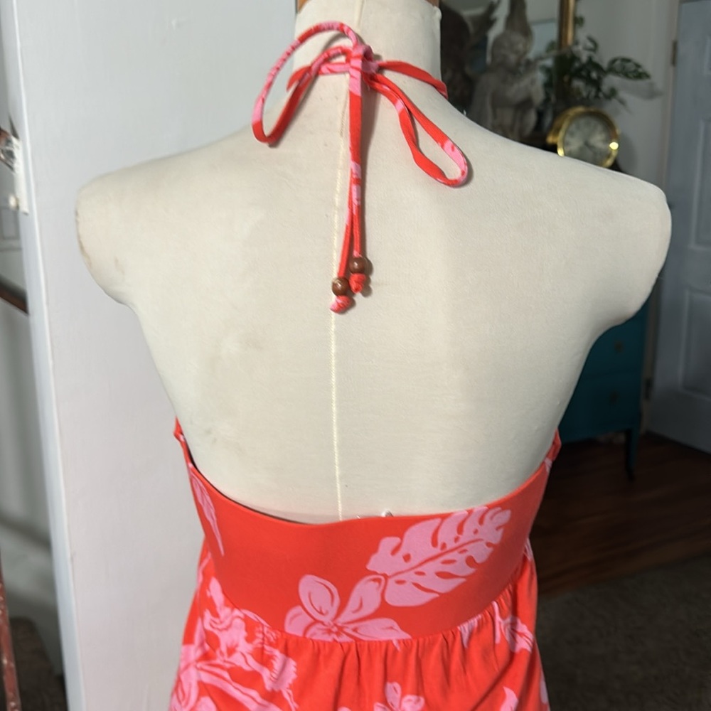 Tommy Bahama Coral Pink Floral Strapless Maxi Dress - Picture 4 of 11